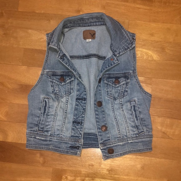 American Eagle Blue Denim Vest XS - Picture 1 of 4